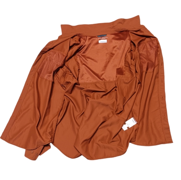 🧡COLUMBIA MEN'S SIZE LARGE 100% NYLON SHELL FRONT BUTTON COLLAR SHIRT. - Picture 8 of 9